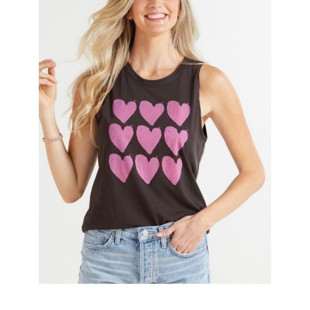 💠 Chaser X Evereve Rock & Roll Hearts Tank Size L